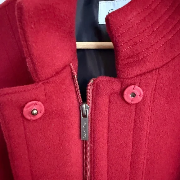 Calvin Klein Red Wool Fitted Coat - Women’s Size 6 - Picture 8 of 15